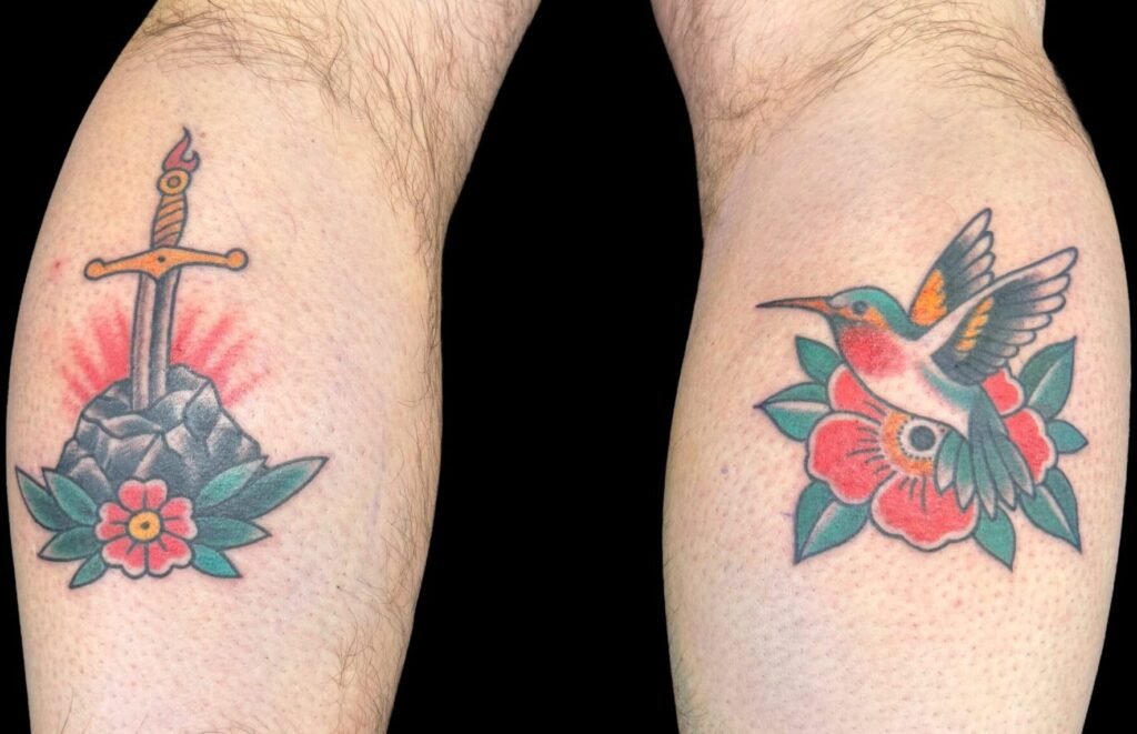 American traditional sword and hummingbird, son wife