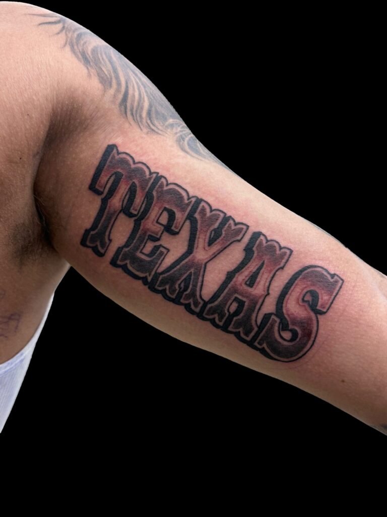 Lettering tattoo Texas
